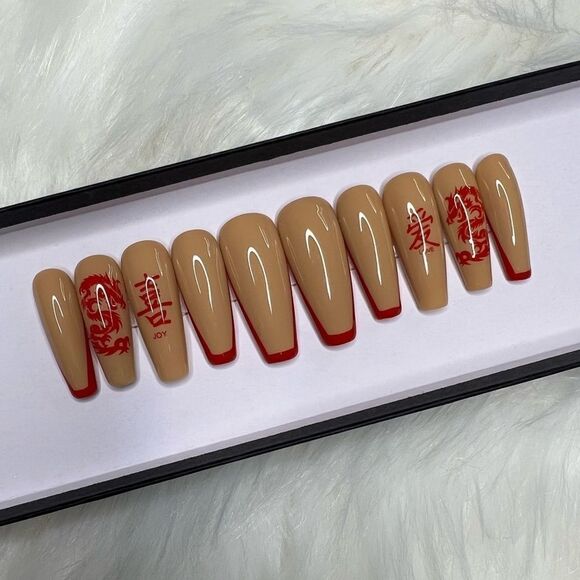Chinese Dragon 🐉Custom Press On Nails | High Quality Nails | Handmade - Picture 2 of 12